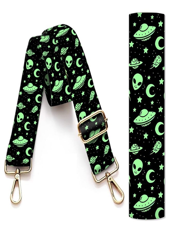 AIOGPD Purse Strap Replacement Crossbody, 3.8cm Wide Shoulder Strap Adjustable Replacement Belt Gold Buckle, Handbag Crossbody Bag Strap Cute Green Aliens - Image 1